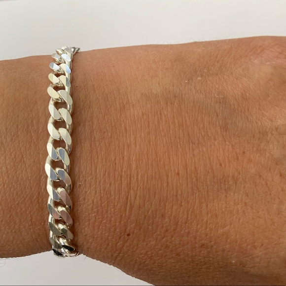 Unisex 925 Silver bracelet 8 inches cuban chain - Picture 3 of 3